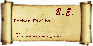 Becher Etelka névjegykártya
